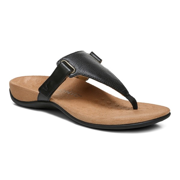 Vionic Sandals Ireland - Wanda T-Strap Sandal Black - Womens Shoes Ireland | UPRNK-2536